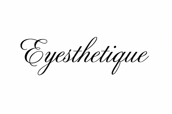 the word "Eyesthetique" in Pinyon script font black color